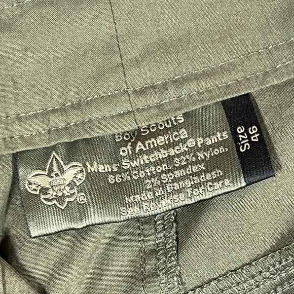 Boy Scouts of America Switchback Pants Mens 46 Green Convertible Zip Off Hiking - Picture 3 of 11